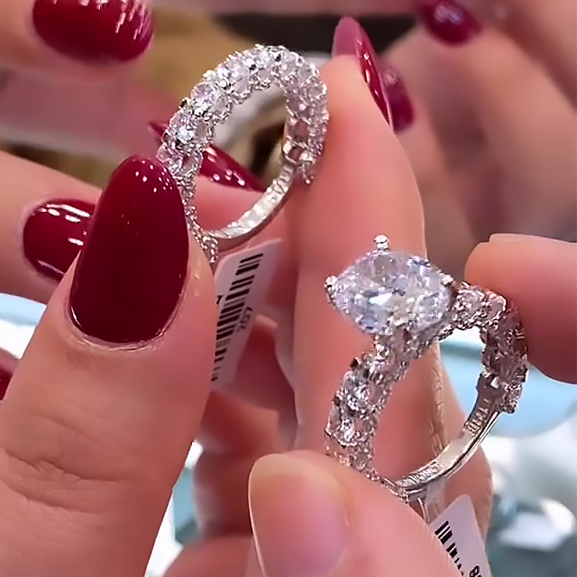 2ct Oval Cut White Sapphire Wedding Set