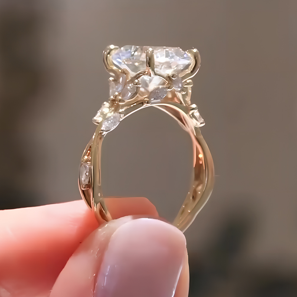 2ct Oval Cut Vine Wrapped Design White Sapphire Engagement Ring