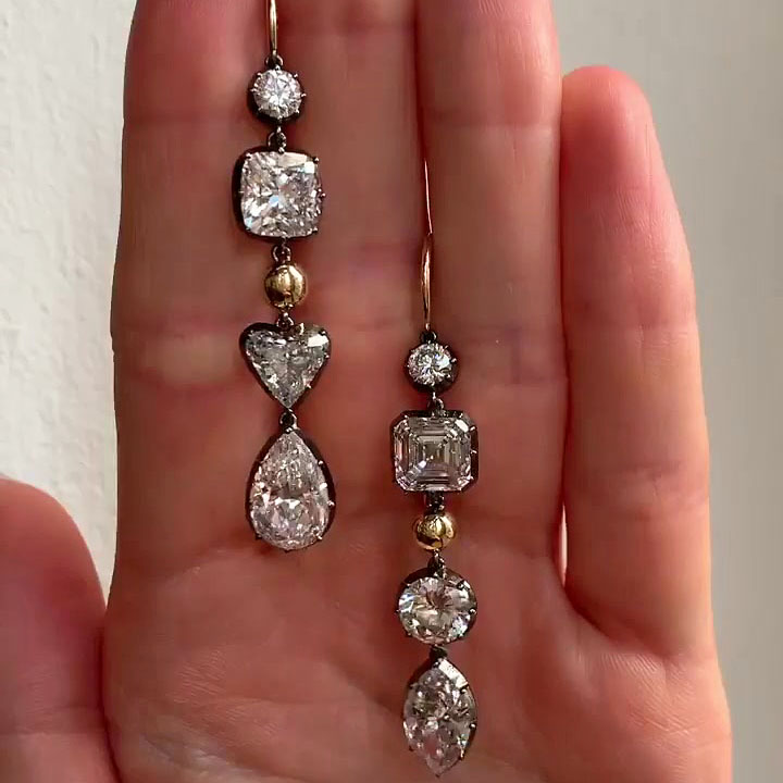 Multi-cut White Sapphire Drop Earrings