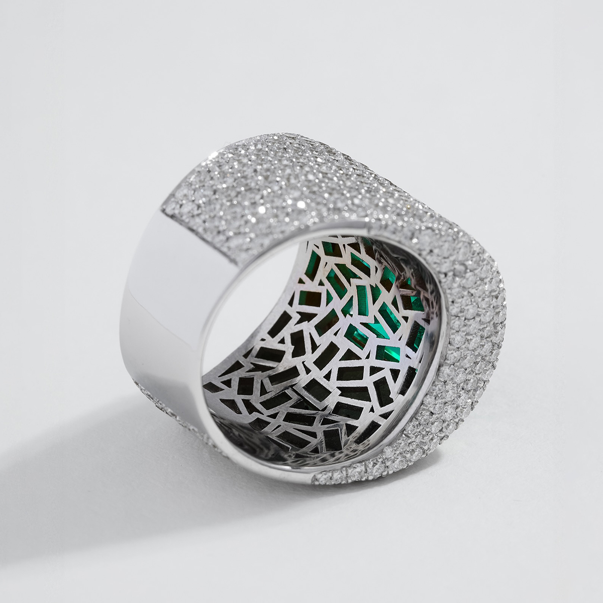 Emerald Cut Full White Sapphire Wedding Band