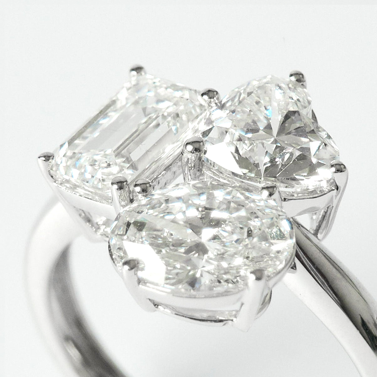 Multi-Cut Three-stone White Sapphire Engagement Ring