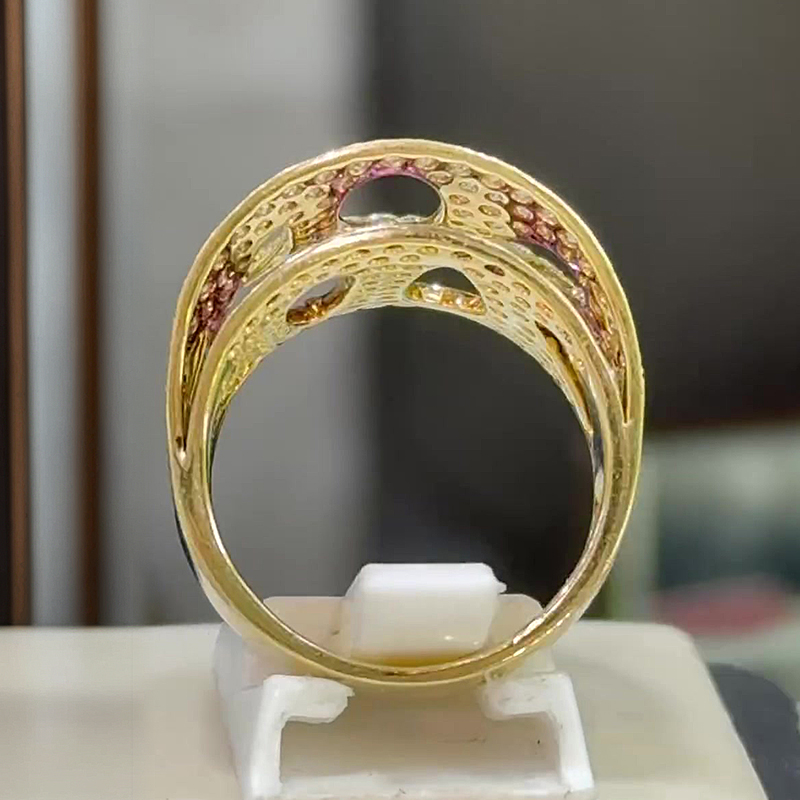 Double Layer Pear Hollow 1.8ct Ruby&White Sapphire Cocktail Ring