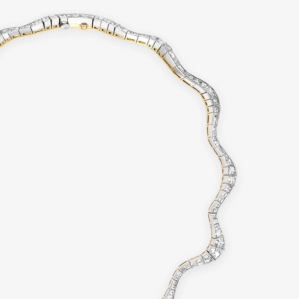 Emerald Cut White Sapphire Diamond Spaghetti Necklace