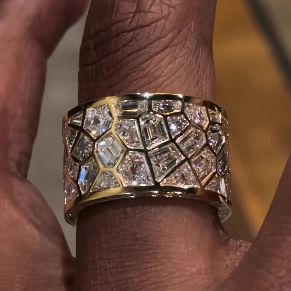 4.8ct Multi Cut Irregular White Sapphire Band for Men