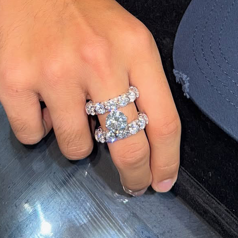 Round Cut White Sapphire Full Diamond Wedding Band