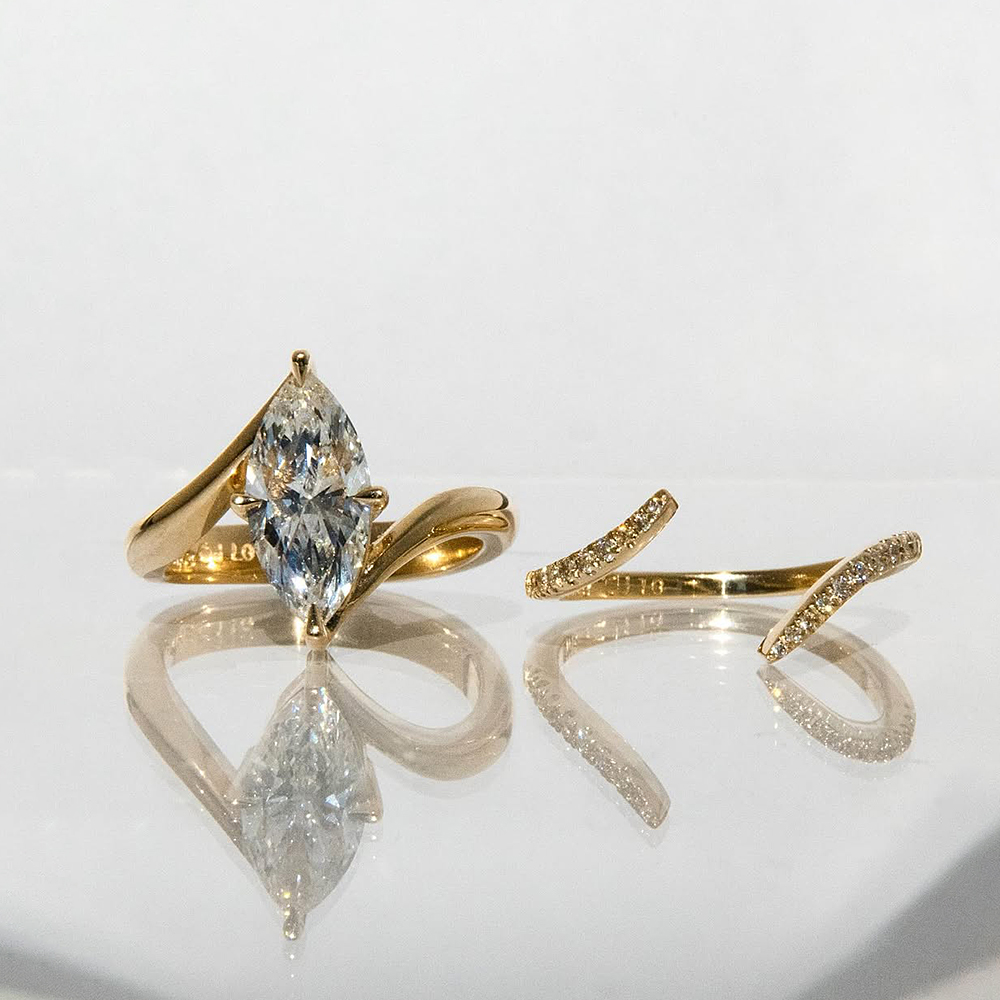 2ct Marquise Cut White Sapphire Stackable Engagement Ring