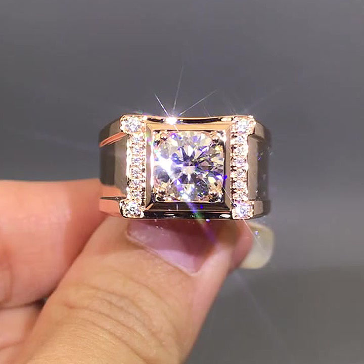 4ct Round Cut White Sapphire Men's Engagement Ring