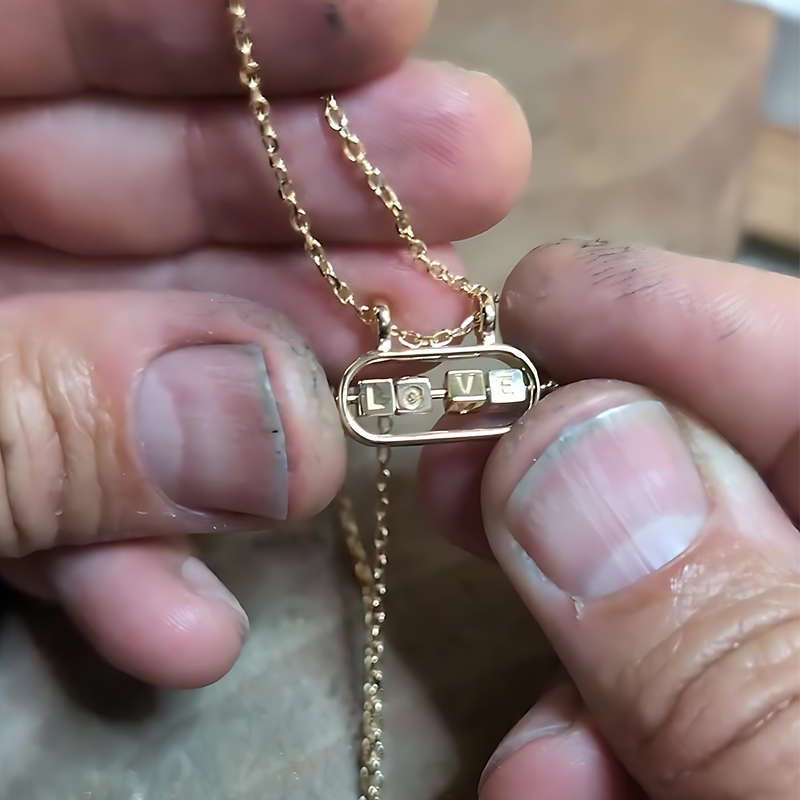 14K Gold "LOVE" Slide Necklace