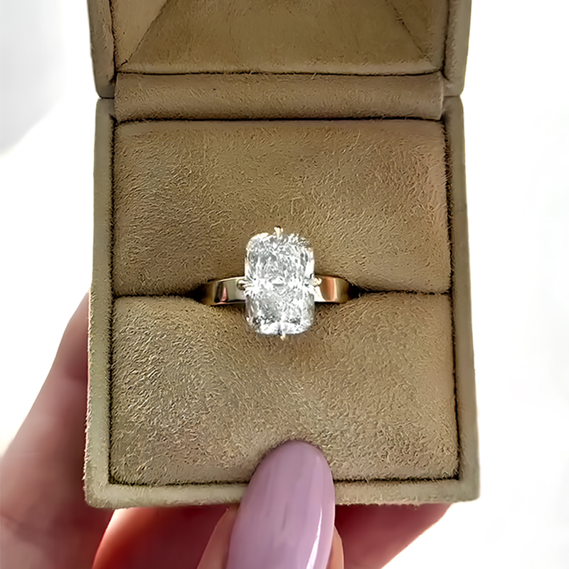 Solitaire 5ct Cushion Cut White Sapphire Engagement Ring