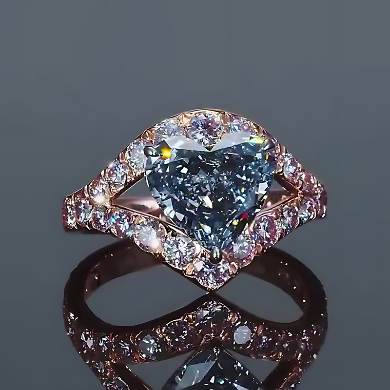 5ct Heart Cut Aquamarine Sapphire Halo Engagement Ring