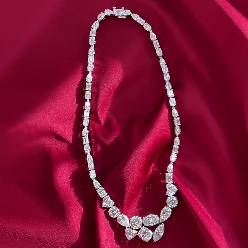 Multi Cut White Sapphire Tennis Necklace