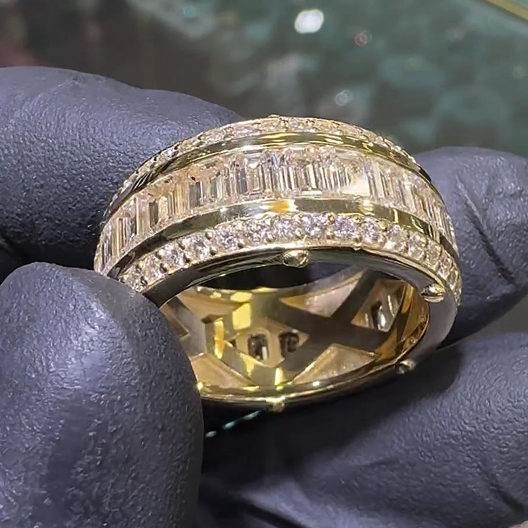 5.85ct Emerald Cut White Sapphire Wedding Band