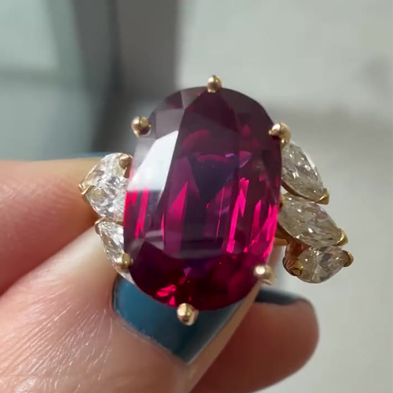 3ct Oval Cut Ruby Sapphire Engagement Ring