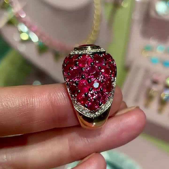 2ct Oval Cut Ruby Sapphire Cocktail Ring