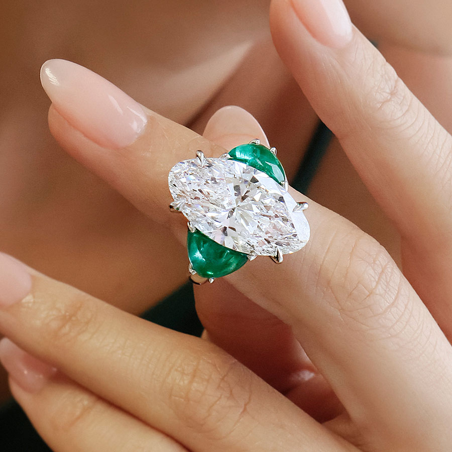 5ct Three-Stone Oval Cut White Sapphire Engagement Ring