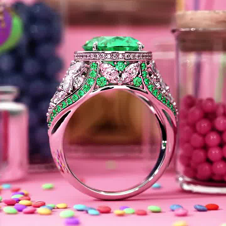 4ct Oval Cut Emerald Sapphire Engagement Ring