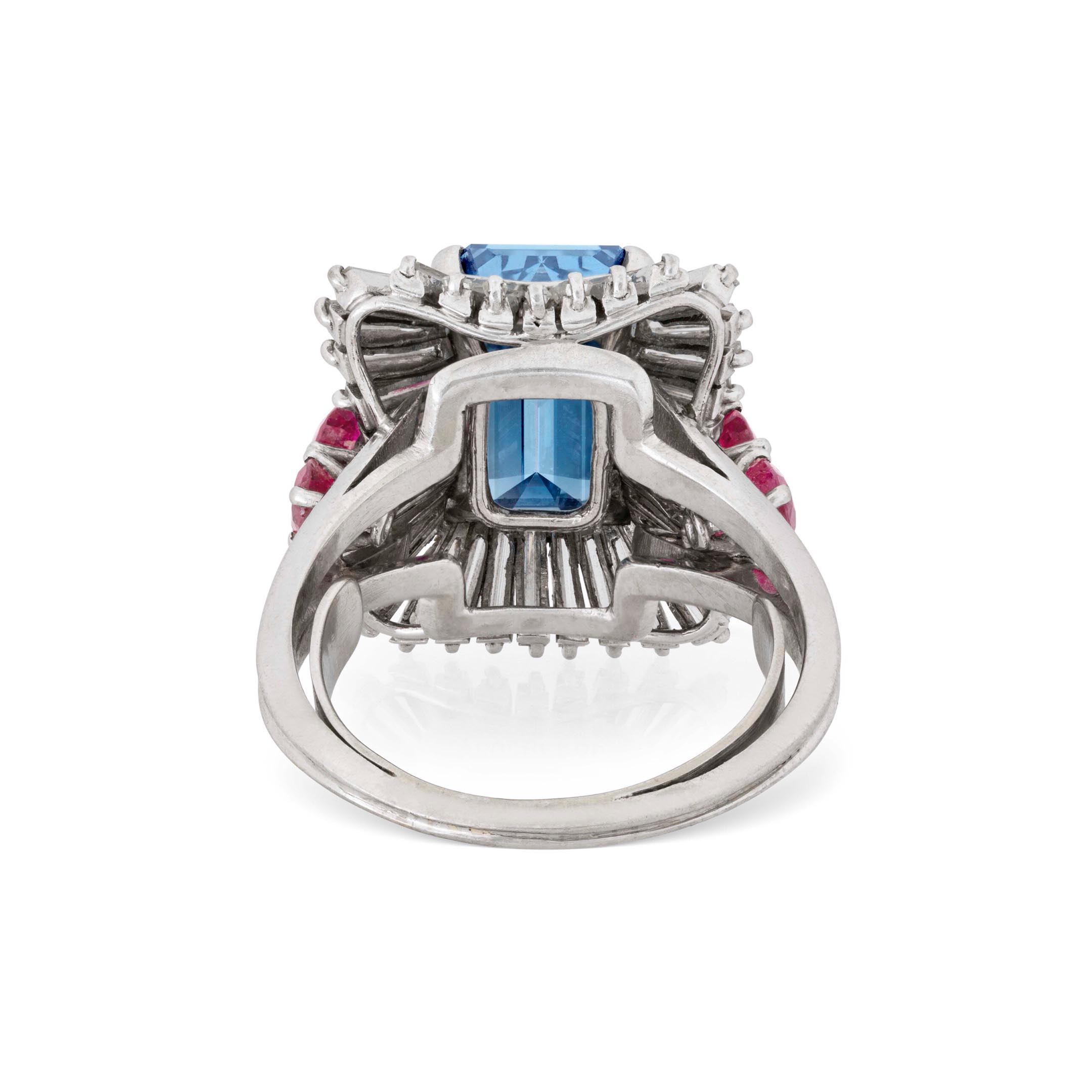 Luxury 6ct Emerald Cut Blue Sapphire Engagement Ring