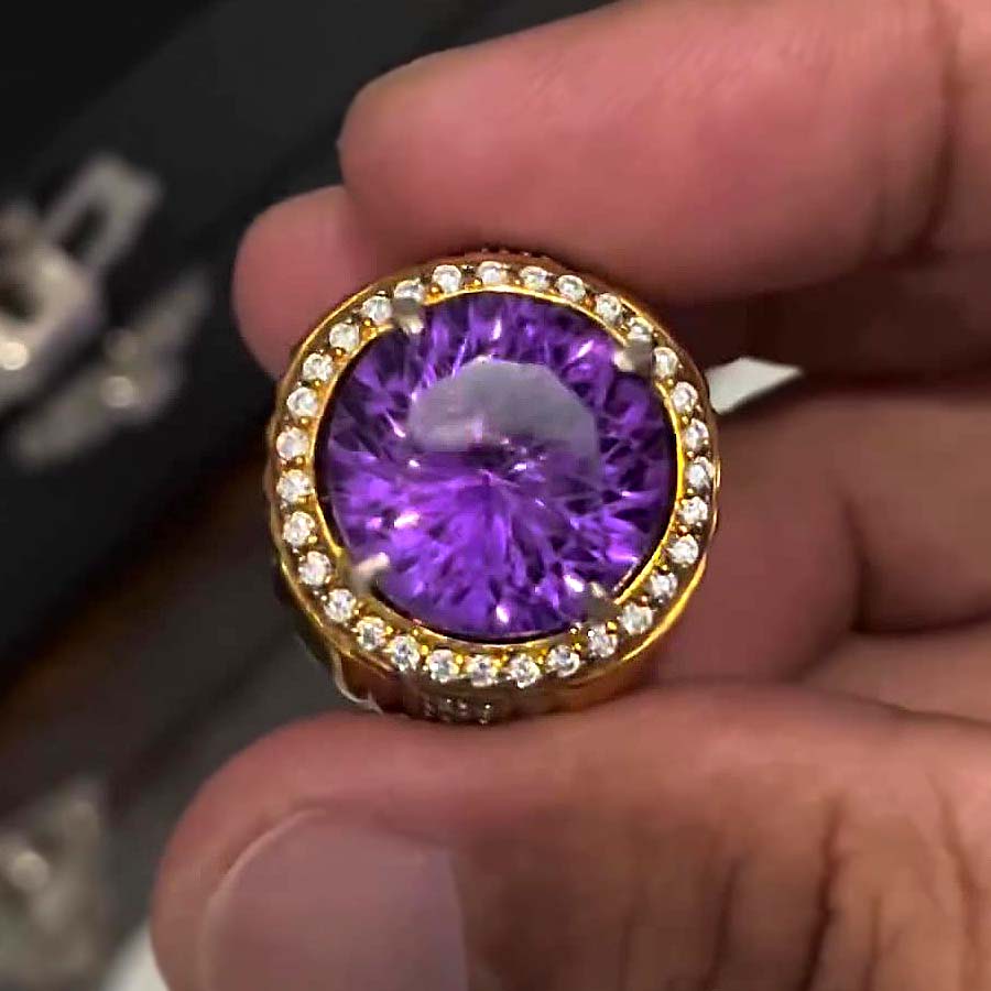 5ct Round Cut Amethyst Sapphire Men's Engagement Ring