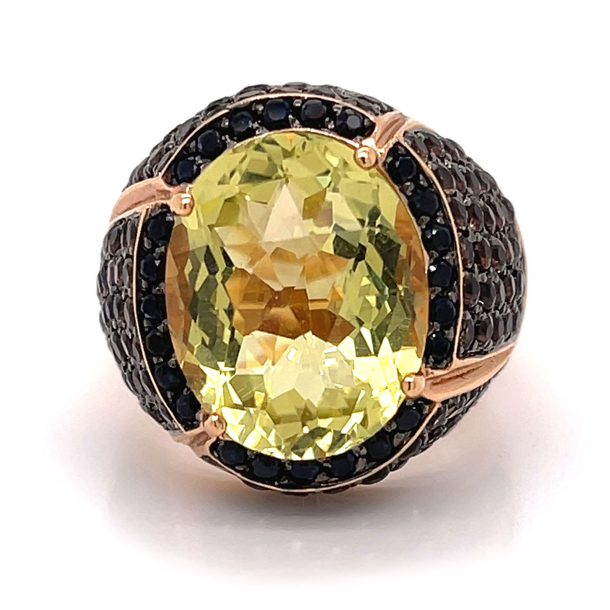 Micro Pave Setting 8ct Oval Cut Yellow Sapphire Cocktail Ring