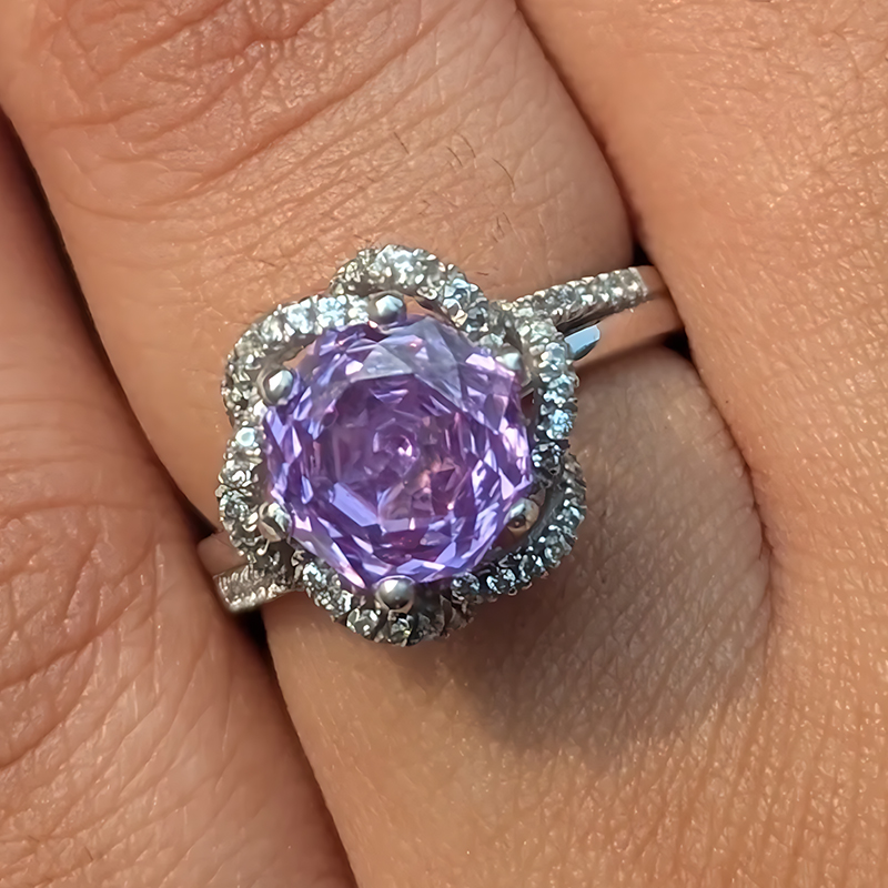 Art 2.5ct Rose Cut Amethyst Sapphire Engagement Ring