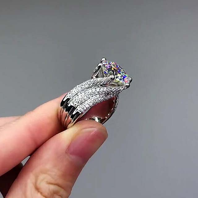 5ct Round Cut White Sapphire Engagement Ring