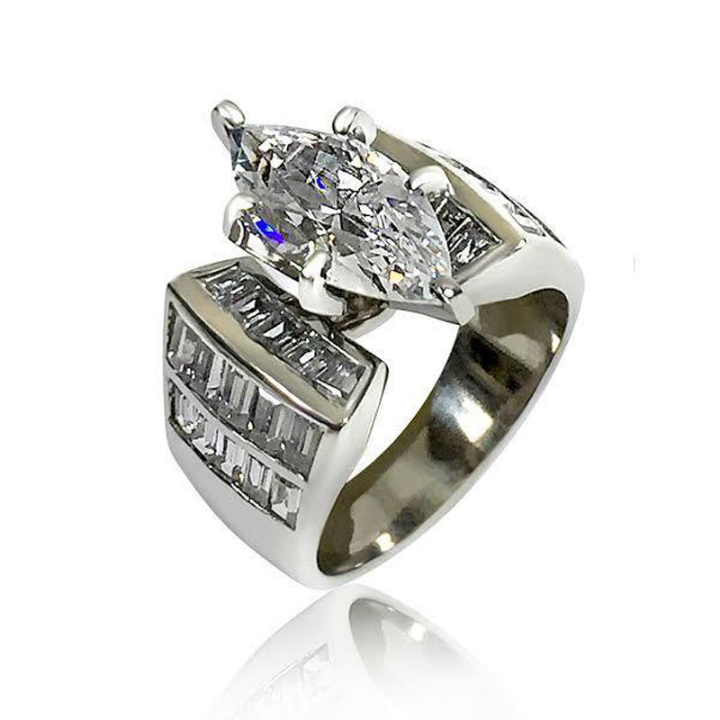 3ct Marquise Cut Channel Setting Engagement Ring