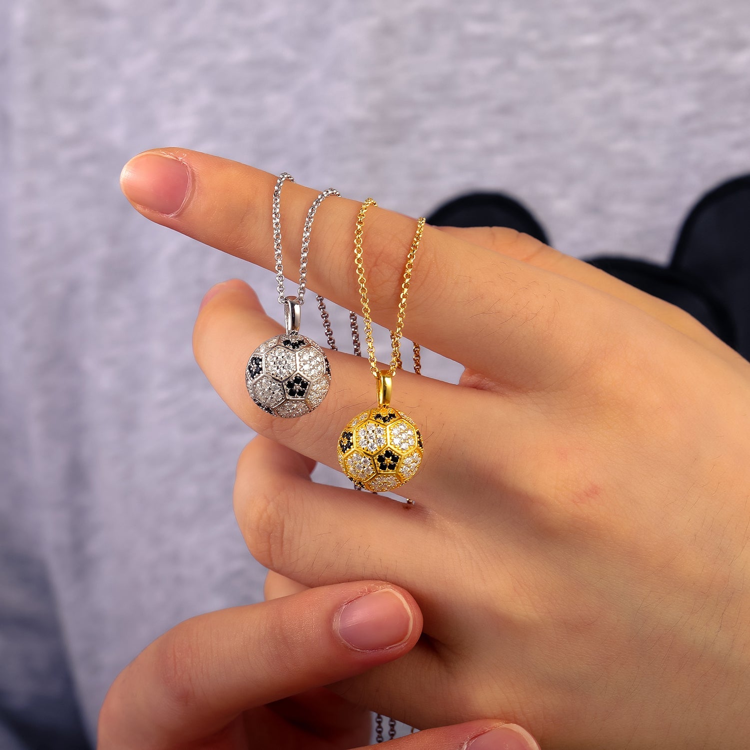 3D Soccer Ball Sport Pendant Necklace (Platinum / Gold Options, Single Piece Sale)