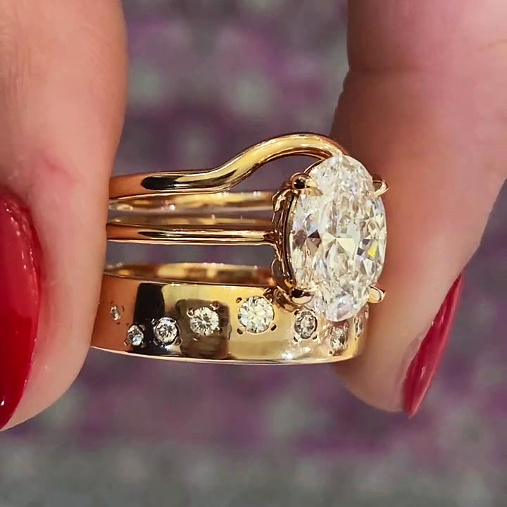 3ct Oval Cut White Sapphire Wedding Set/3pcs