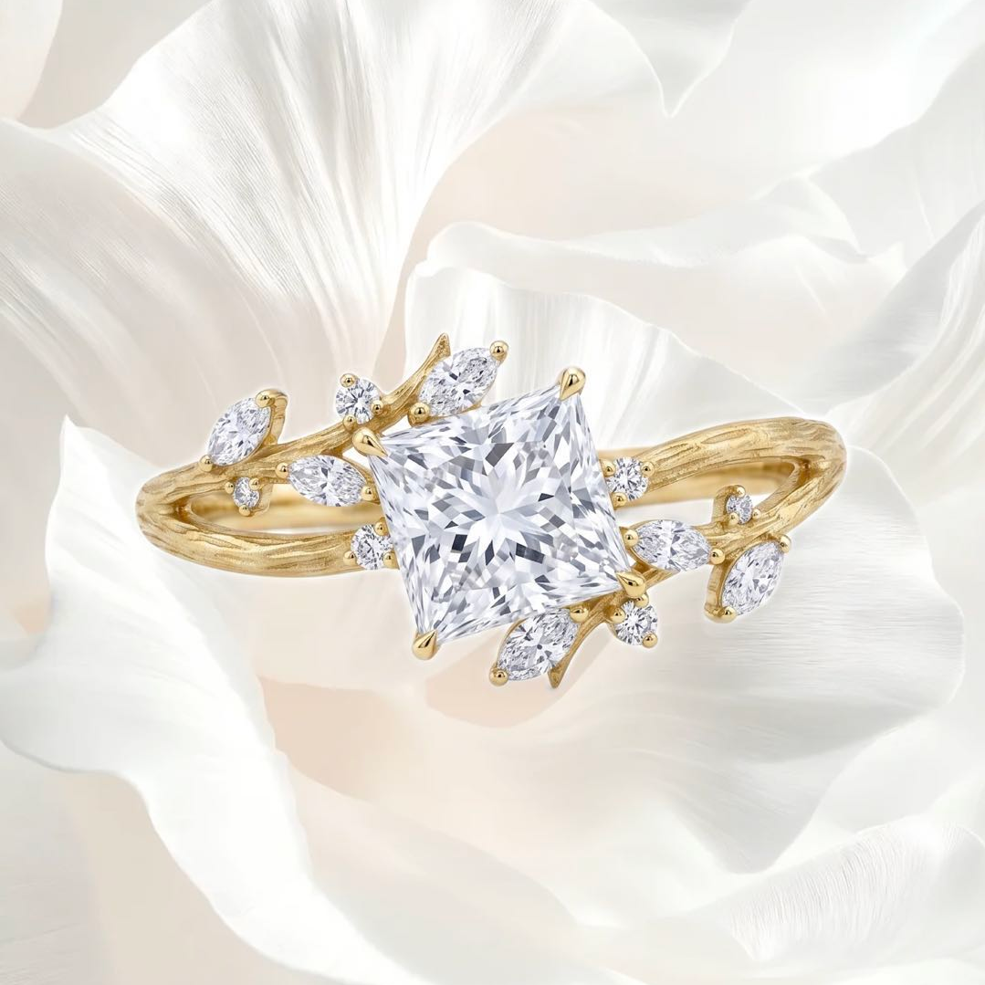 Original Design - 2ct Princess Cut White Sapphire Engagement Ring