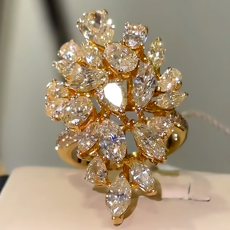 6.85ct Multi Cut White Sapphire Cocktail Ring