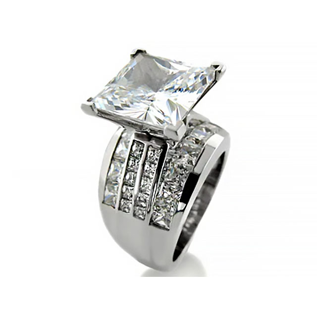 5ct Princess Cut White Sapphire Engagement Ring