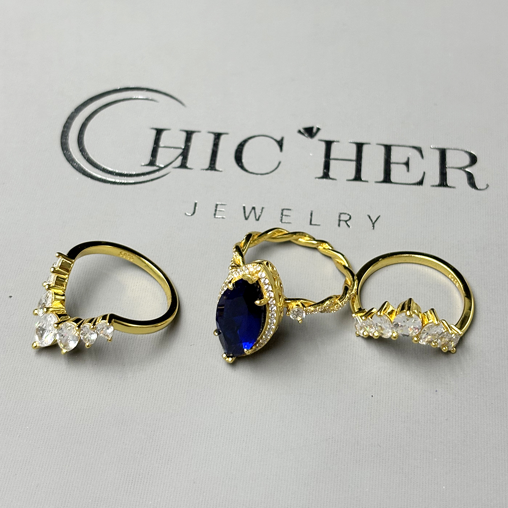 Halo 6ct Marquise Cut Blue Sapphire Wedding Set/3pcs