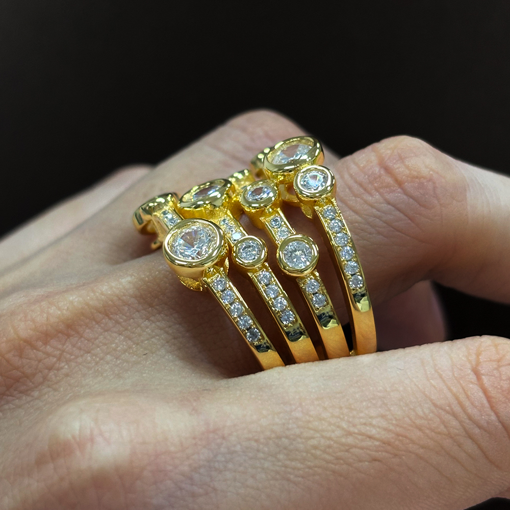 Multi Row 6.25ct Round Cut White Sapphire Wedding Band