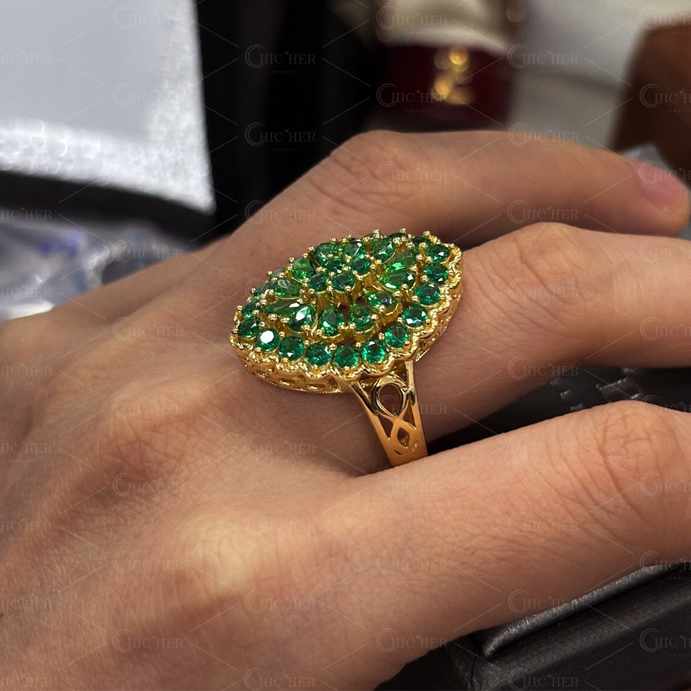 7.25ct Pear Cut Green Sapphire Ring