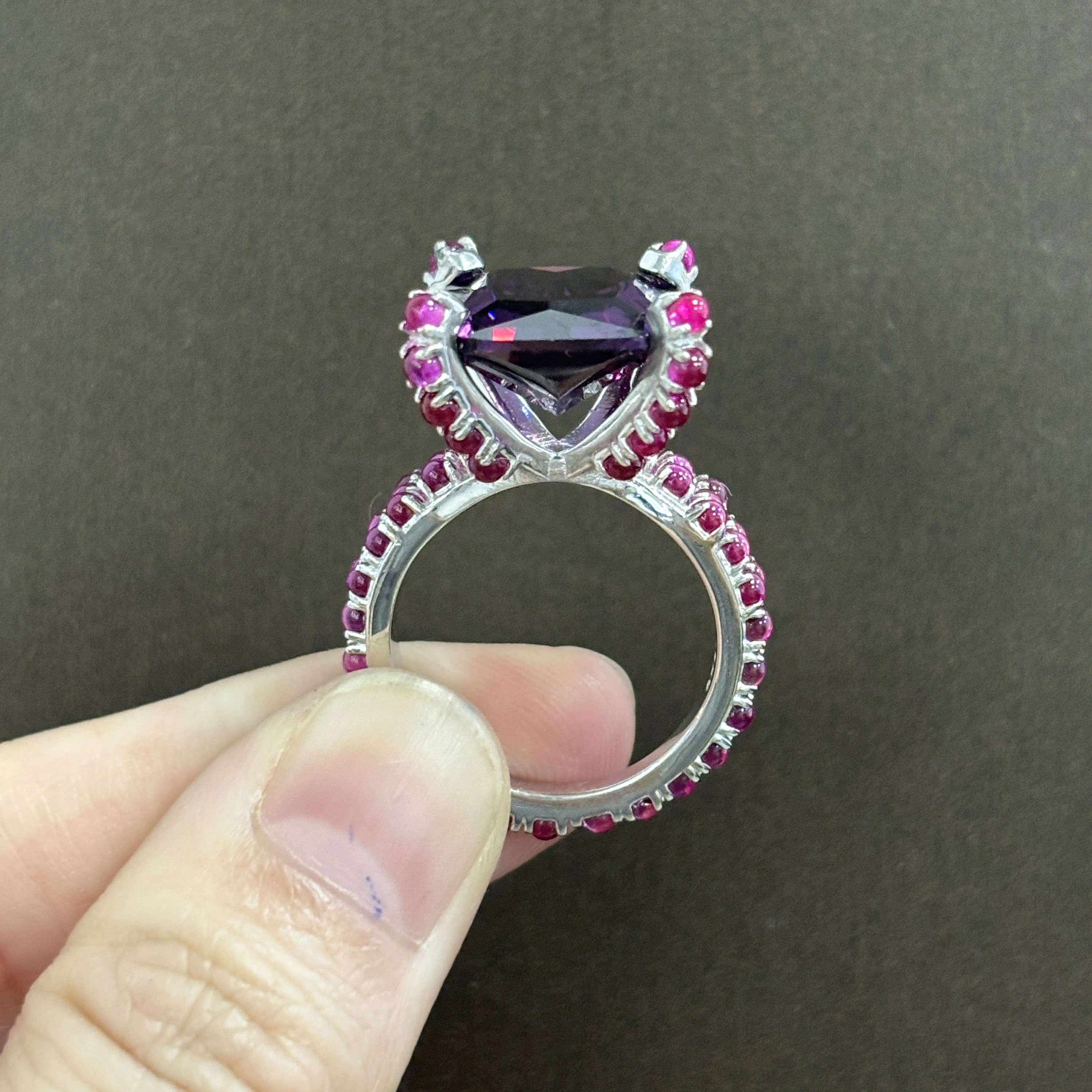 7ct Radiant Cut Amethyst Sapphire Ring