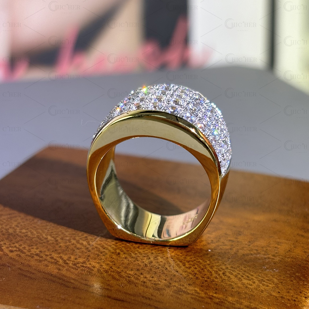 6.85ct Micro Pave Setting Round Cut White Sapphire Wedding Ring