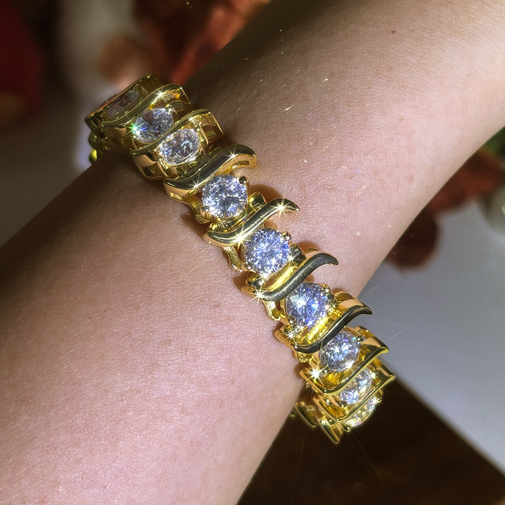 S Link Round Cut Diamond Bracelet