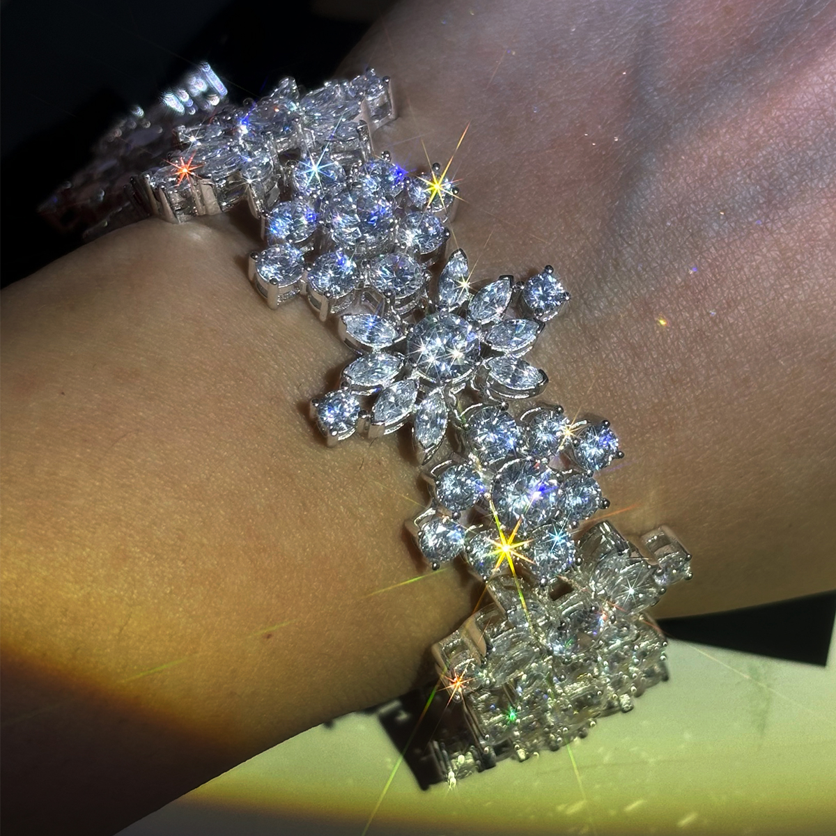 Art Deco Round&Marquise Cut White Sapphire Bracelet