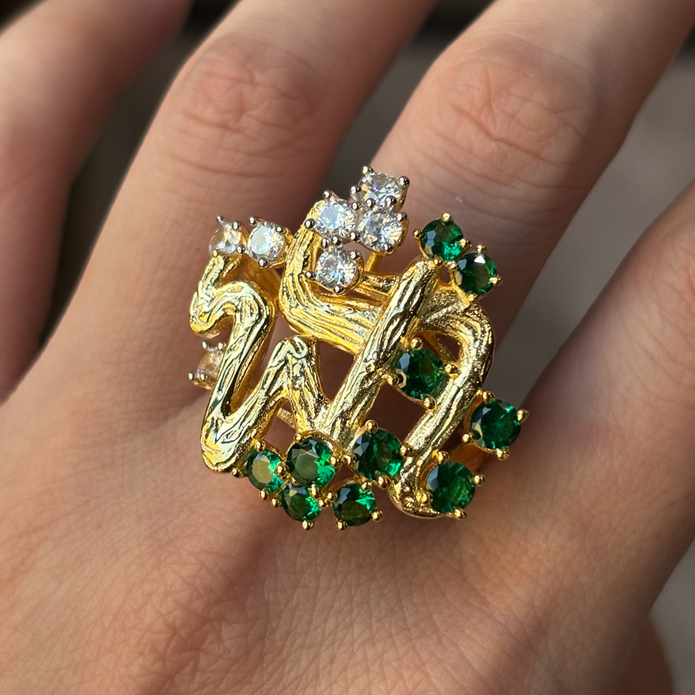Antique diamond& Emerald Cocktail Ring