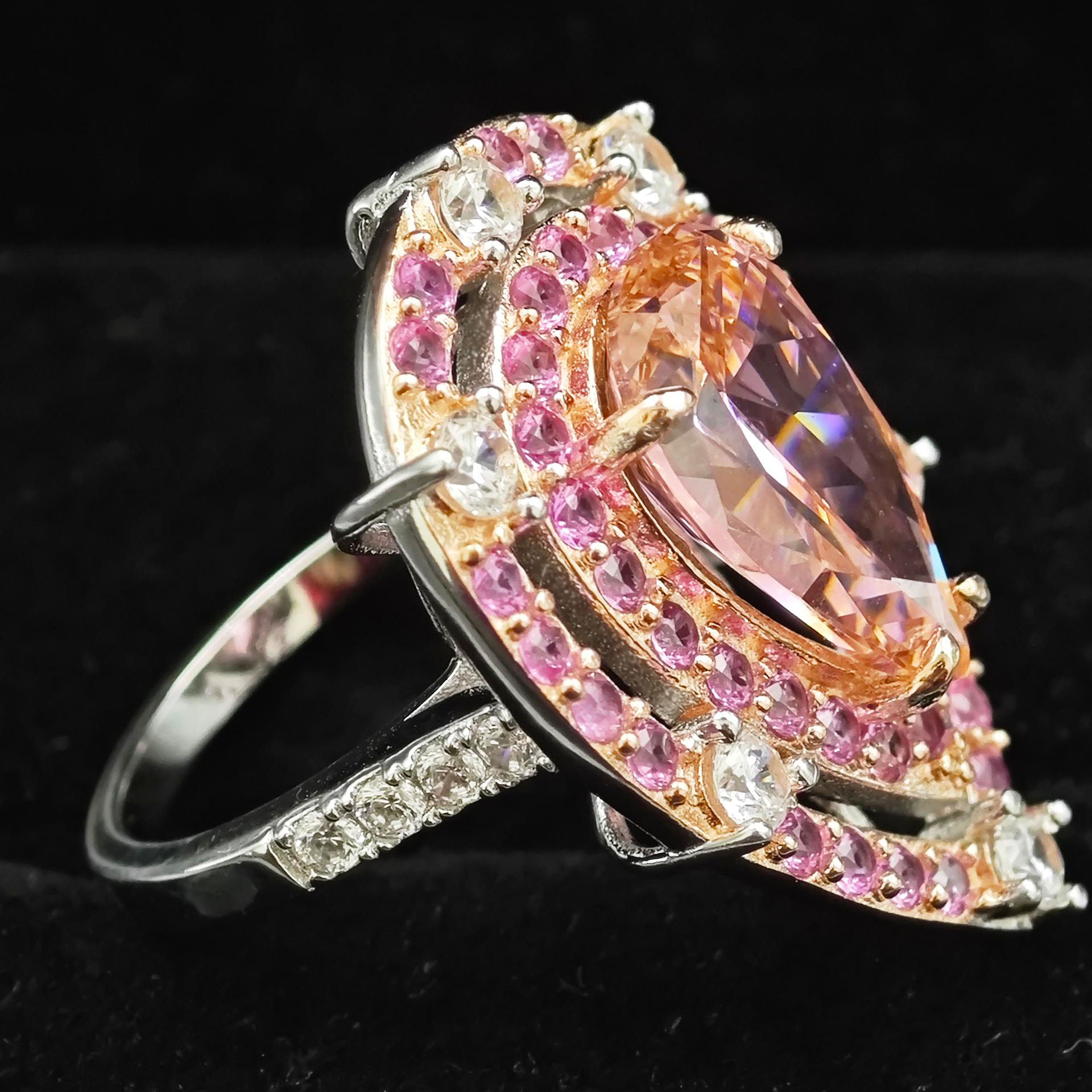 5ct Halo Pear Cut Pink Sapphire Engagement Ring