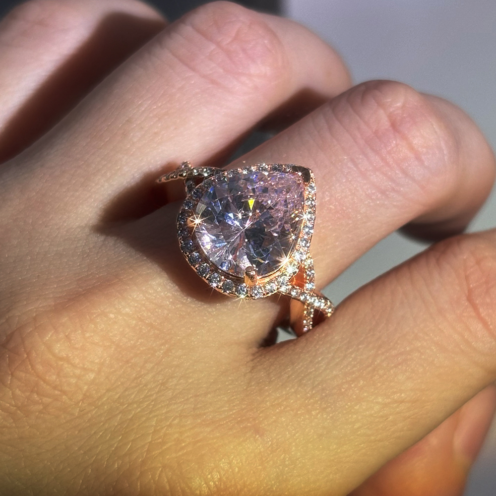 2.85ct Pear Cut Pink Sapphire Stackable Ring Set / 3pcs