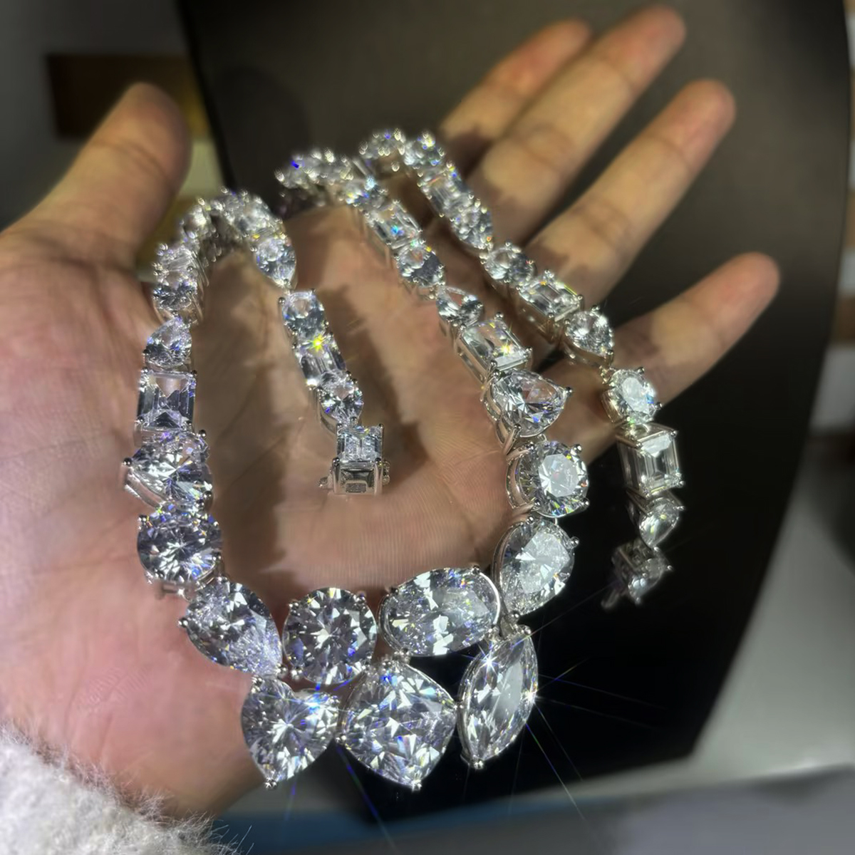 Brilliant Multi Cut White Sapphire Necklace