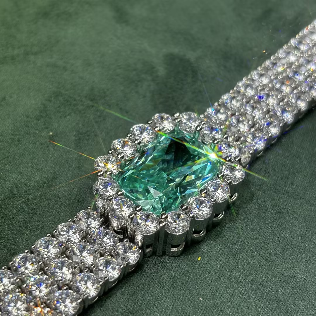 Original Design - Cushion Cut Paraiba Sapphire Bracelet