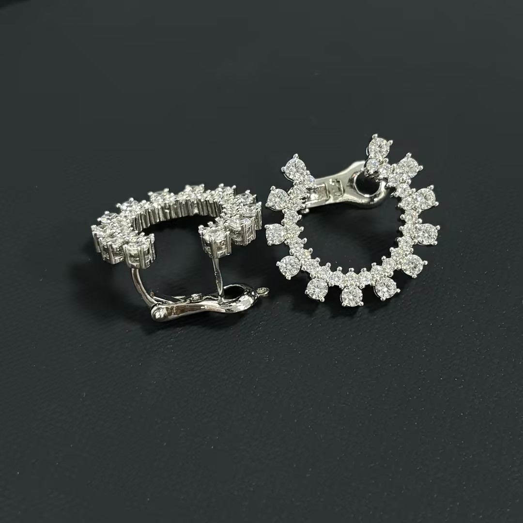 Unique Round Cut White Sapphire Hoop Earrings