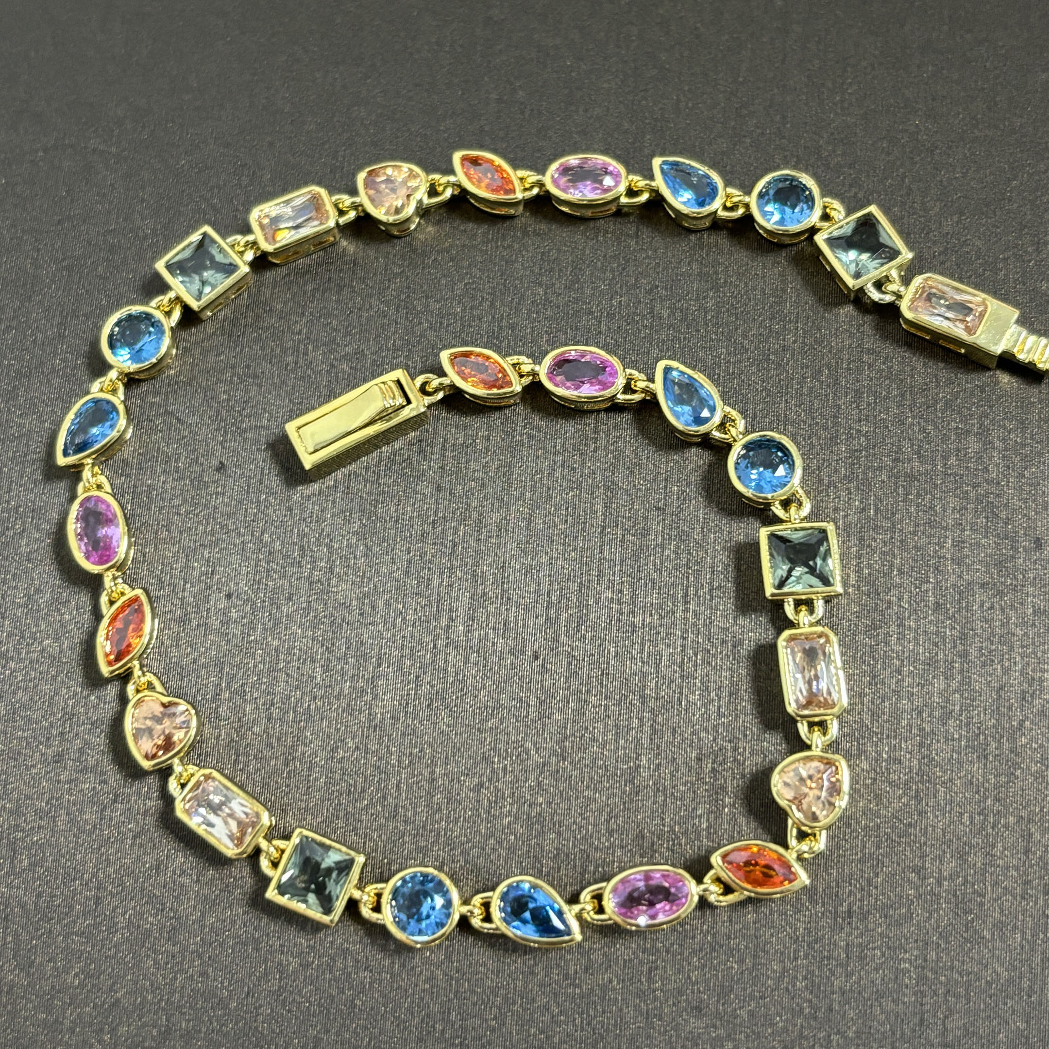 Multi Cut Rainbow Sapphire Tennis Bracelet