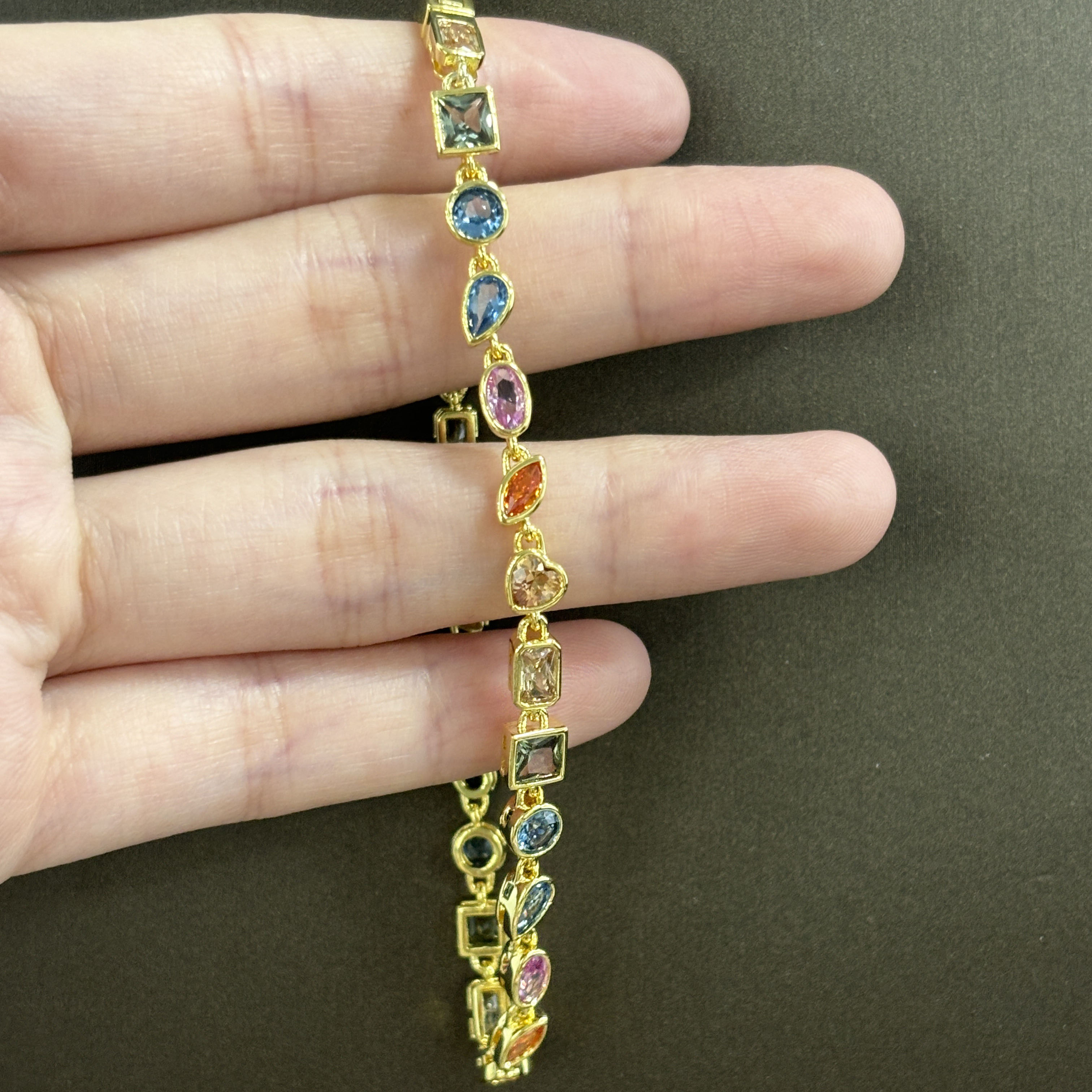 Multi Cut Rainbow Sapphire Tennis Bracelet