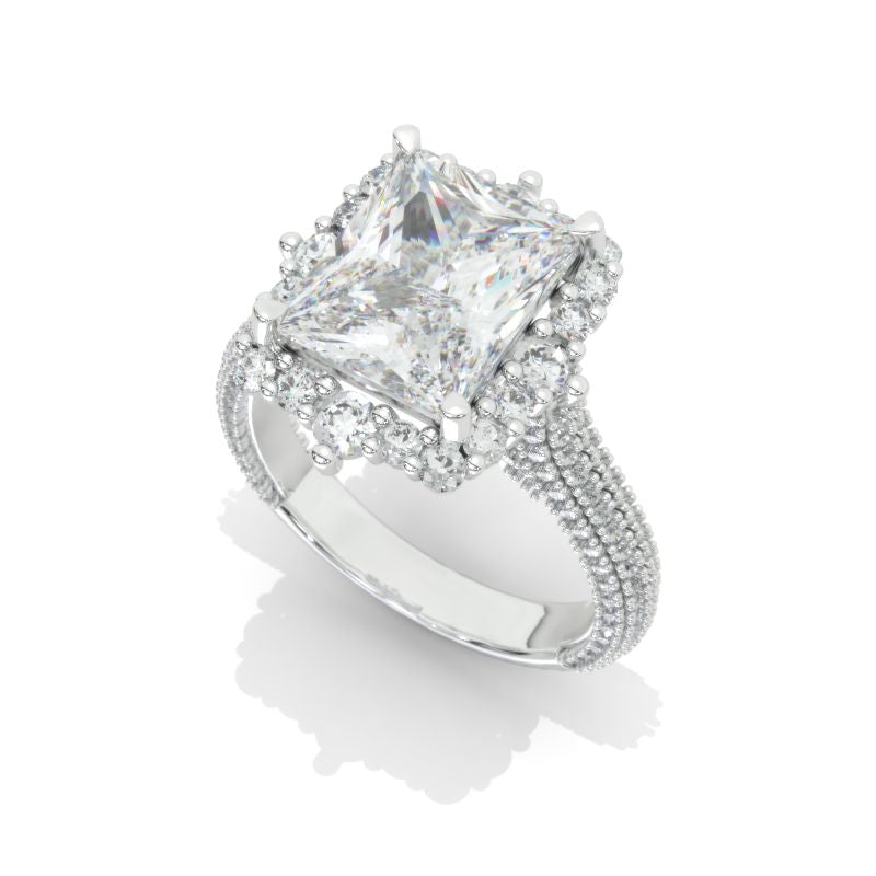 2ct Vintage Radiant Cut White Sapphire Engagement Ring