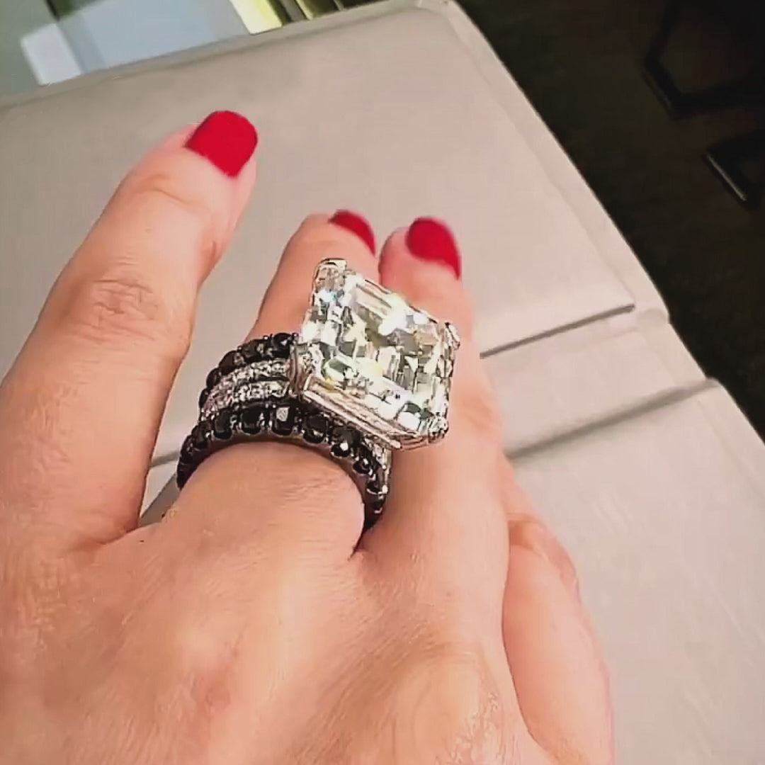 15ct Asscher Cut White Sapphire Wedding Set/3pcs