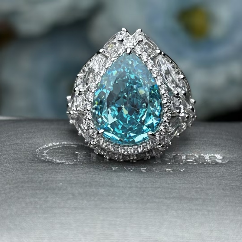 6ct Pear Cut Paraiba Men's Ring
