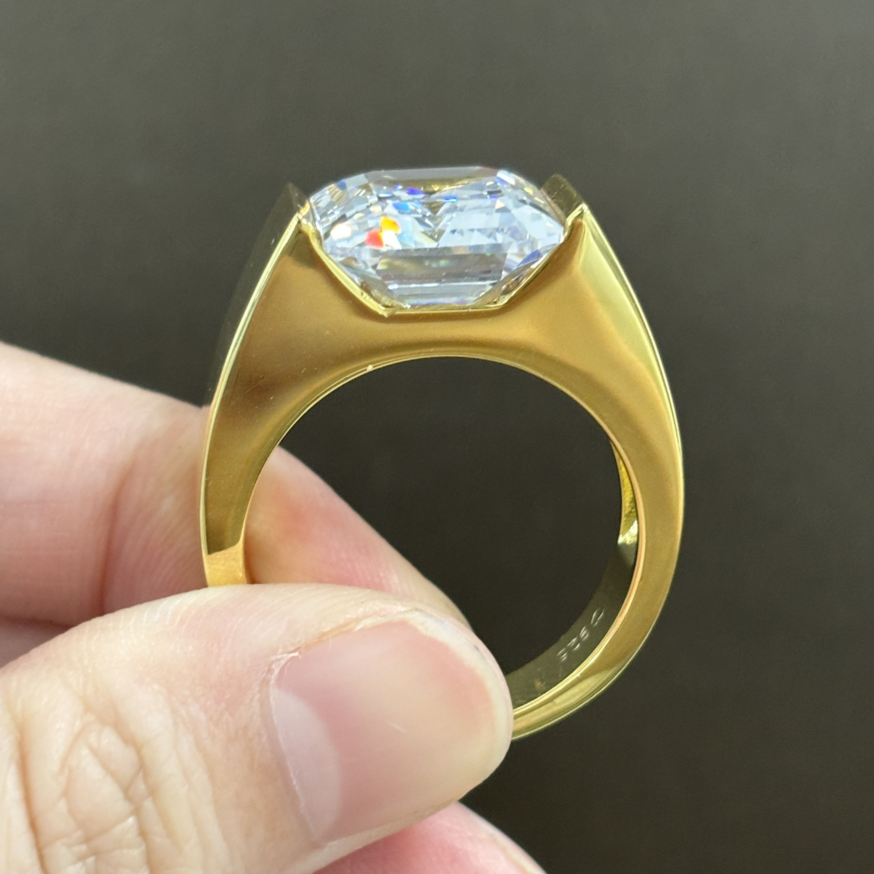 6ct Asscher Cut White Sapphire Engagement Ring for Men